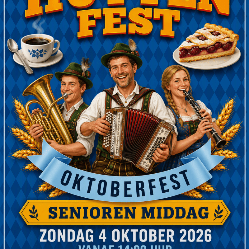Poster van de Hüttenfest Seniorenmiddag op zondag 4 oktober 2026 in De Borenburg in Voerendaal