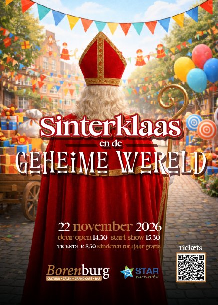 poster van Sinterklaas en de Geheime Wereld op 22 november 2026 in De Borenburg in Voerendaal