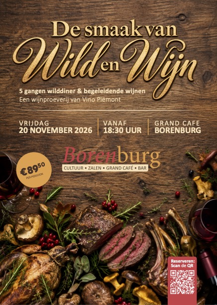 De smaak van Wild en Wijn op 20 november 2026 bij Grand Café Borenburg in Voerendaal